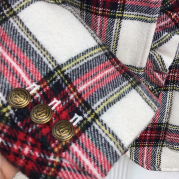 NWT Talbots White Red Green Plaid Ruffle Collar - Picture 4 of 7